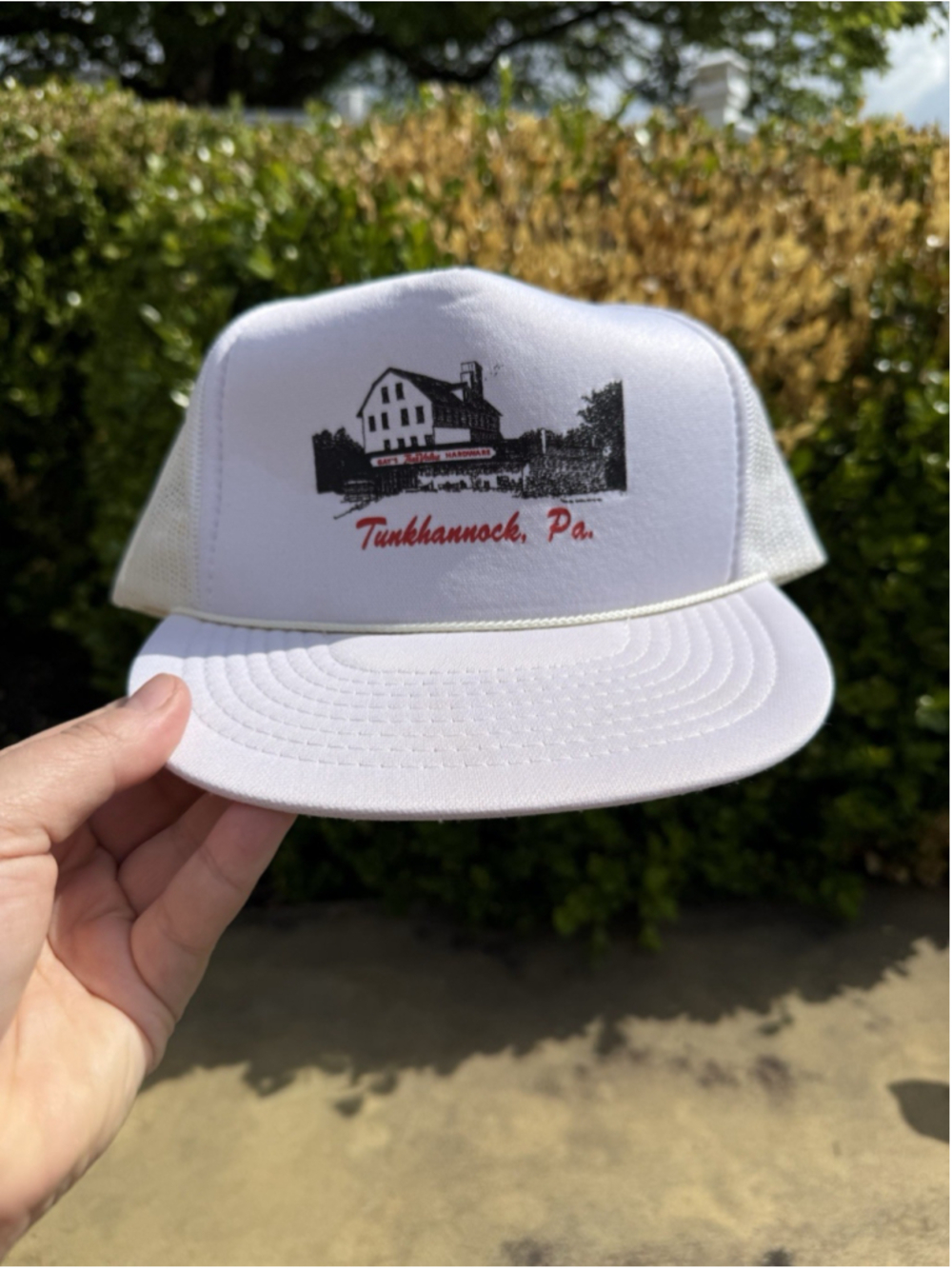 Vintage 90s Tunkhannock Pennsylvania White Retro Rope SnapBack Mesh Hat One Size